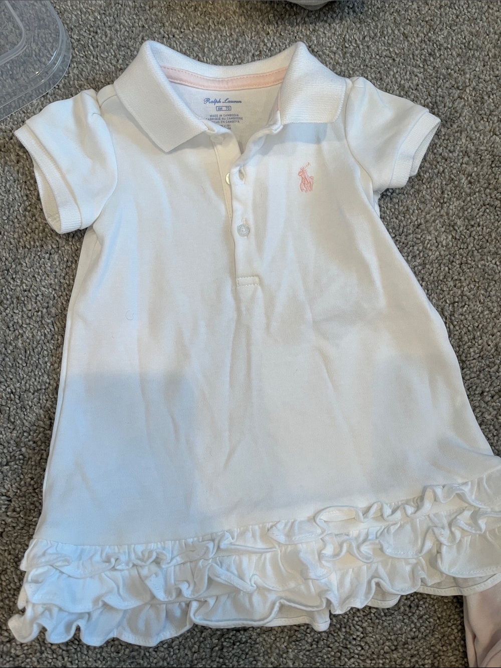 Ralph Lauren White Polo Dress with Pink Pony Embroidery
